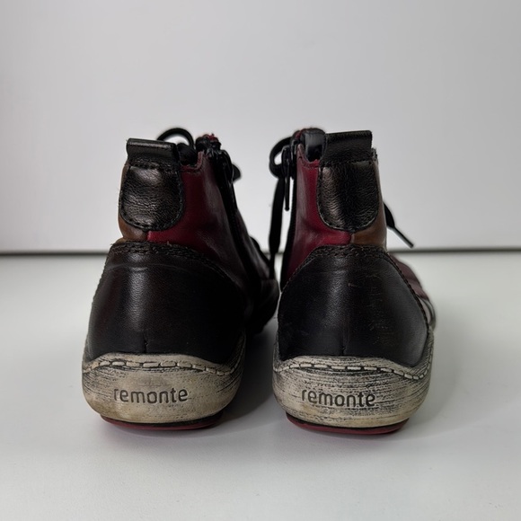 Remonte Chic Burgundy Leather Lace-Up Bootie High- Top Sneakers - Picture 6 of 11